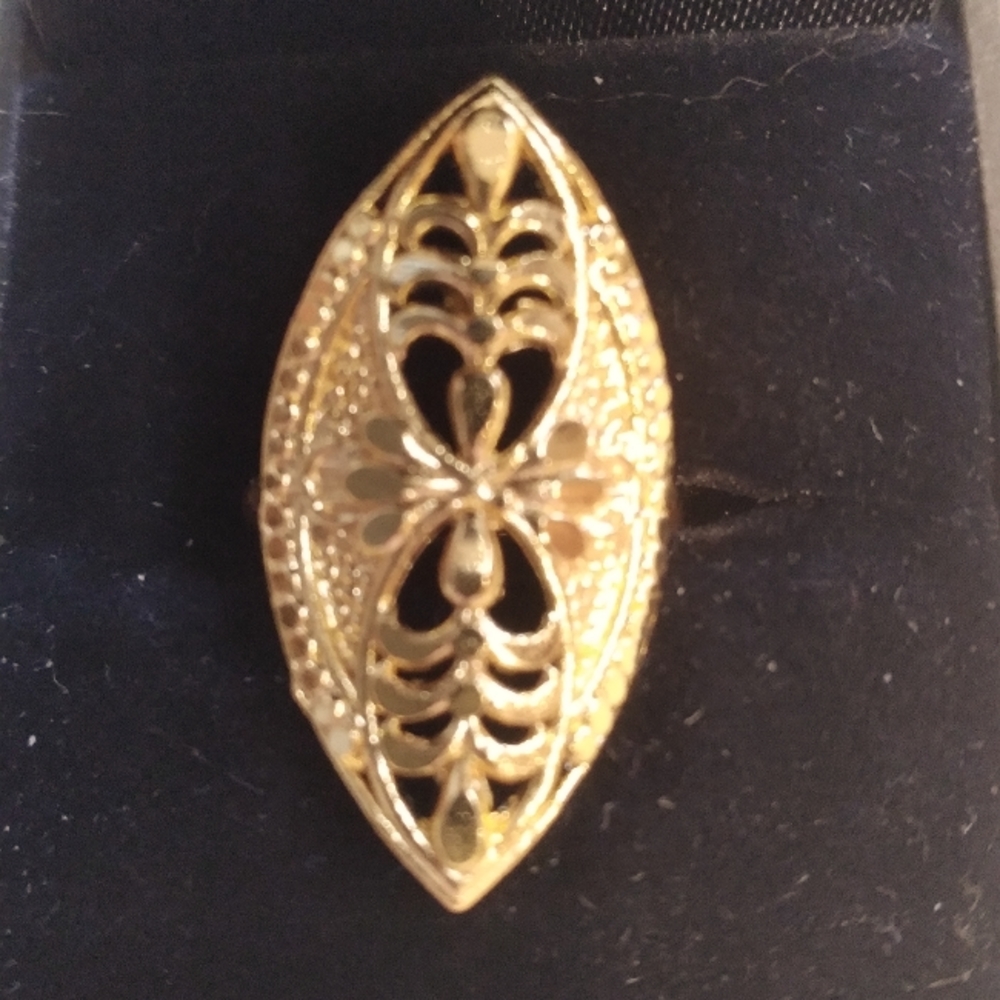 💎 #1  AMAZING DUBAI Gold Adjustable Size Shield Ring 😯